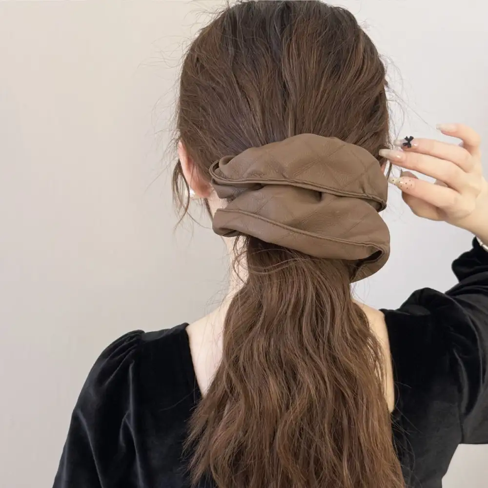 Elastic PU Leather Hair Scrunchie Set