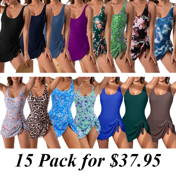 15PACK-One Piece Swimdress Swimsuits for Women Tummy Control Swim Dresses Skirt Bathing Suit Swimwear Swimsuit Outdoorfun