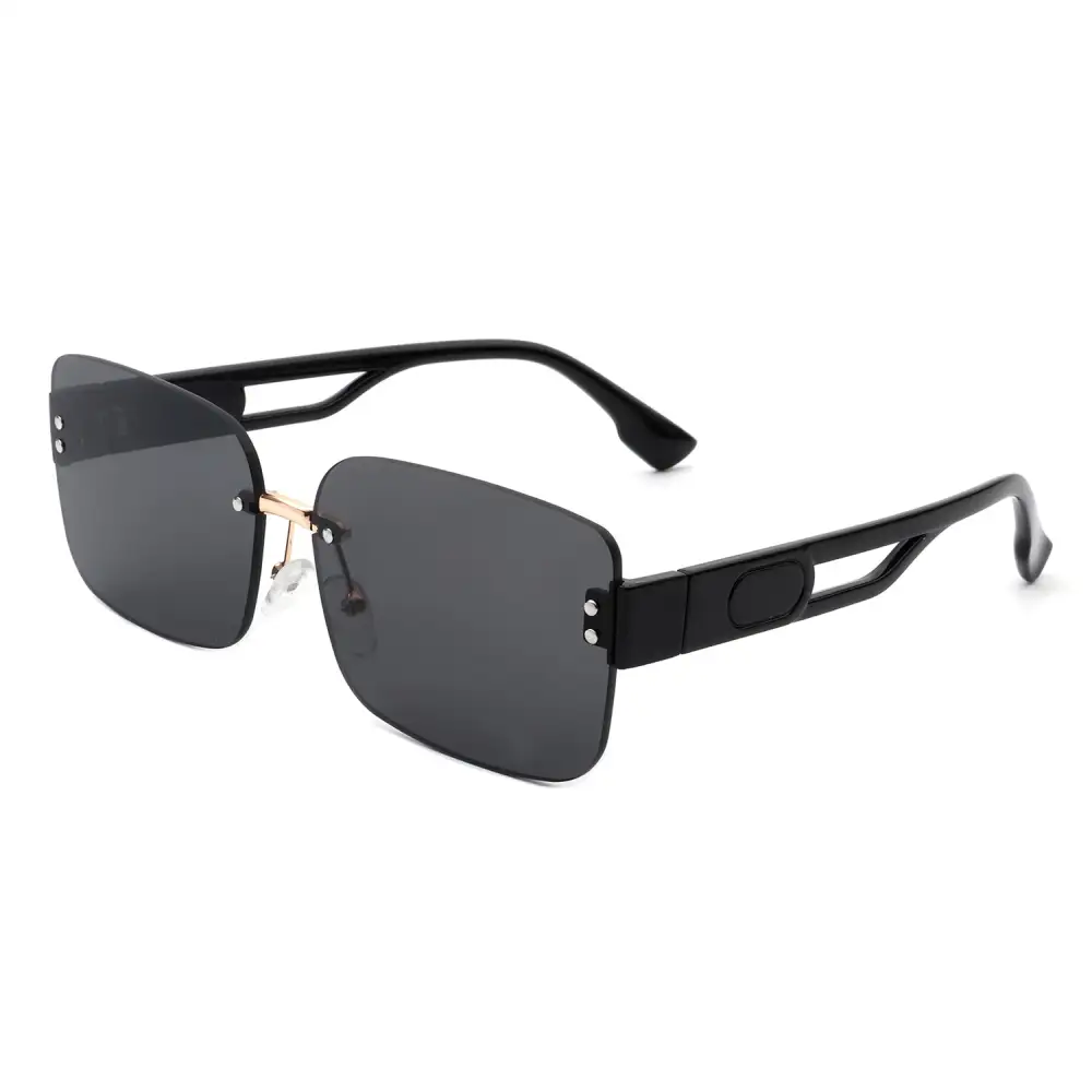 Scalloped Rectangle Square Frame Sunglasses