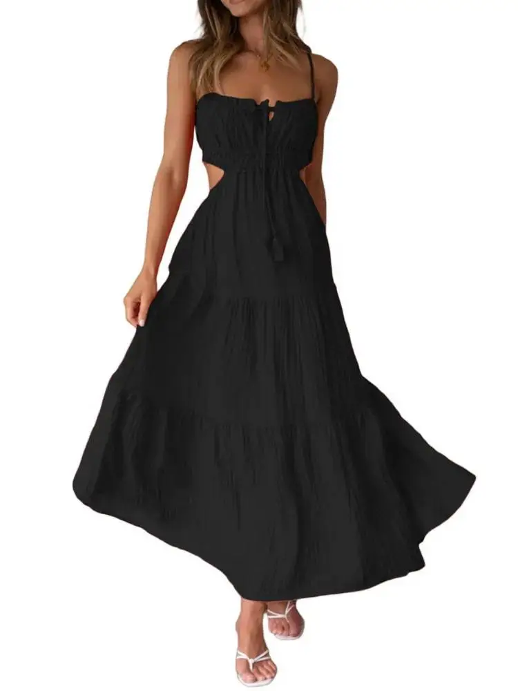 Sling Hollow Open Back Large Pendulum Midi Dress