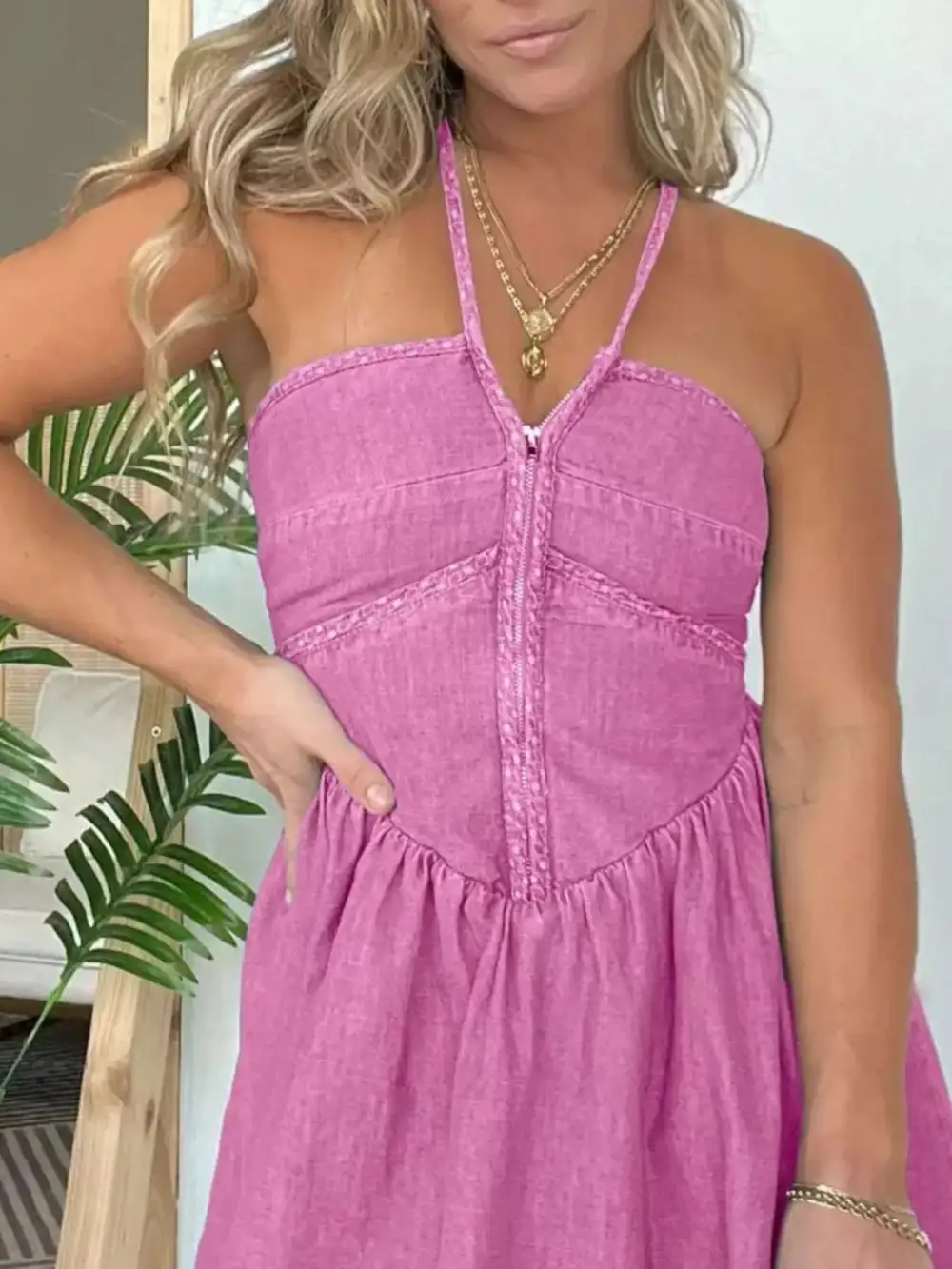 Structured Shape Denim Mini Dress