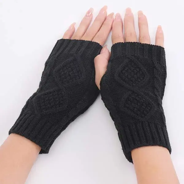 Knitted Wool Warm Half Finger Mitts 80899494C