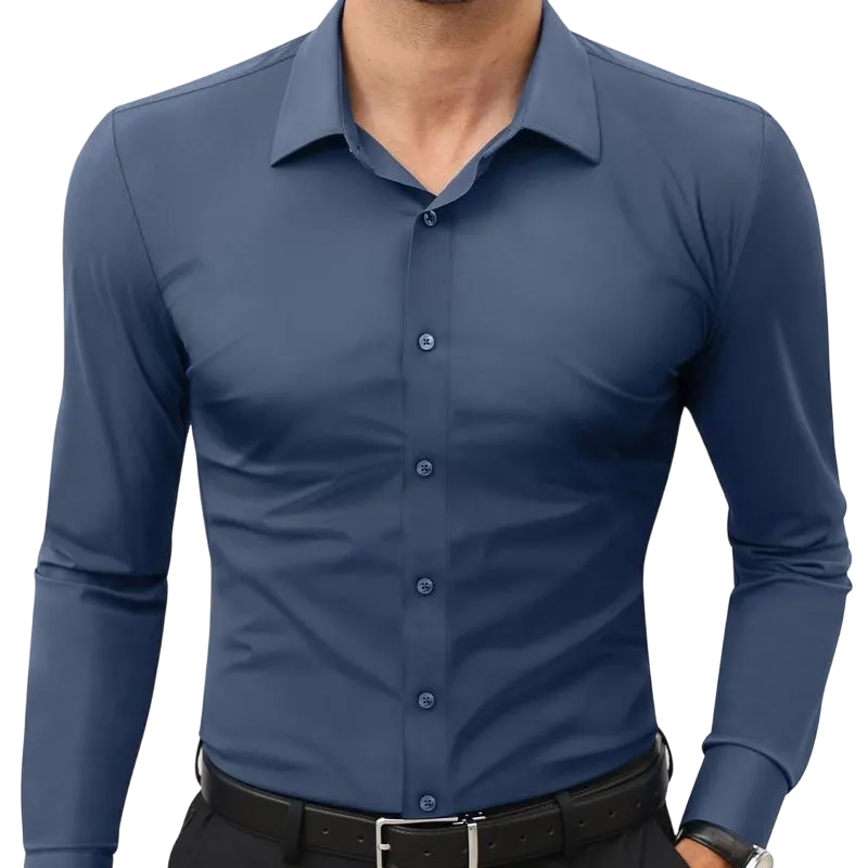 Men's quick-drying, breathable, wrinkle-resistant, slim-fit, super stretch shirt