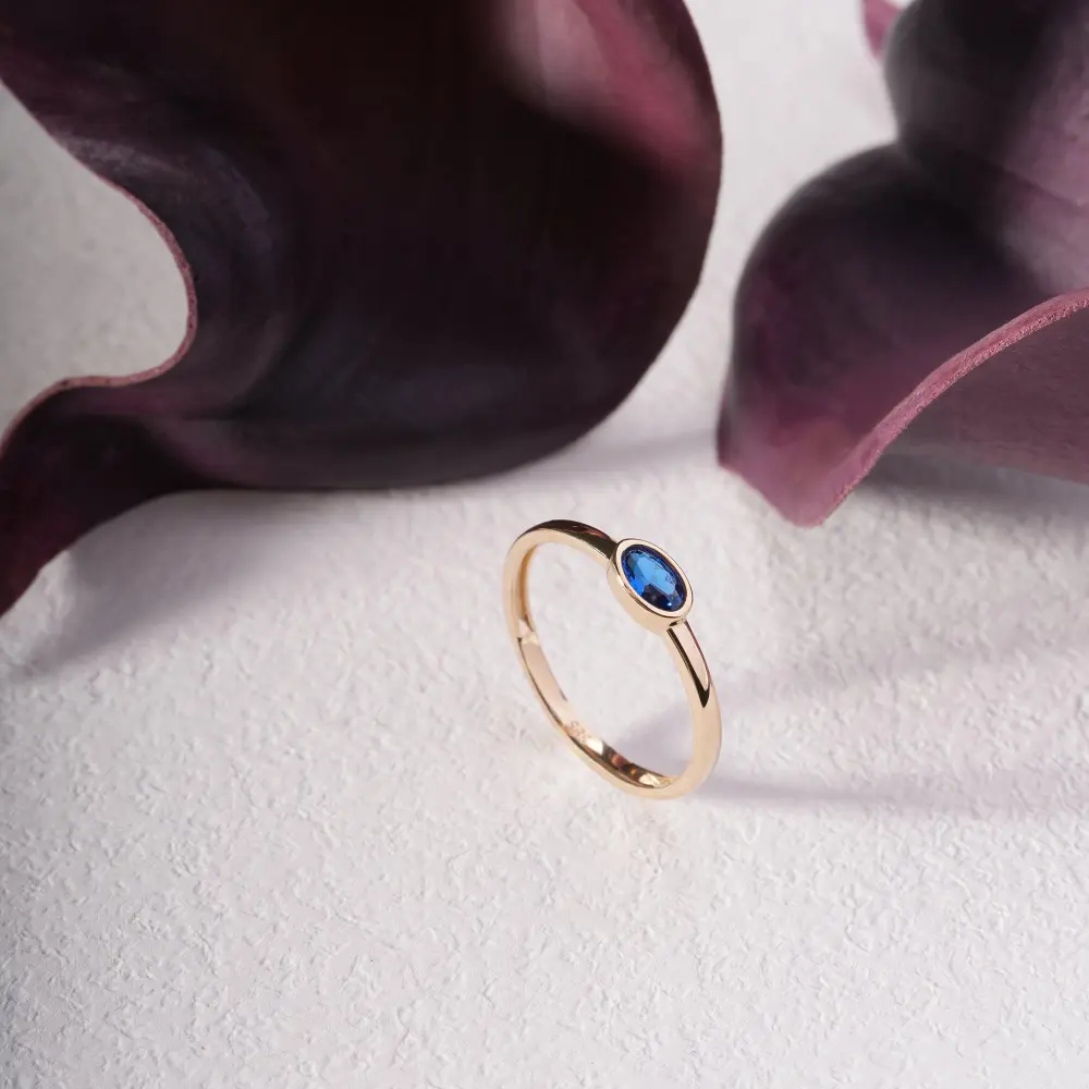 Simulated Sapphire Oval Vintage Ring