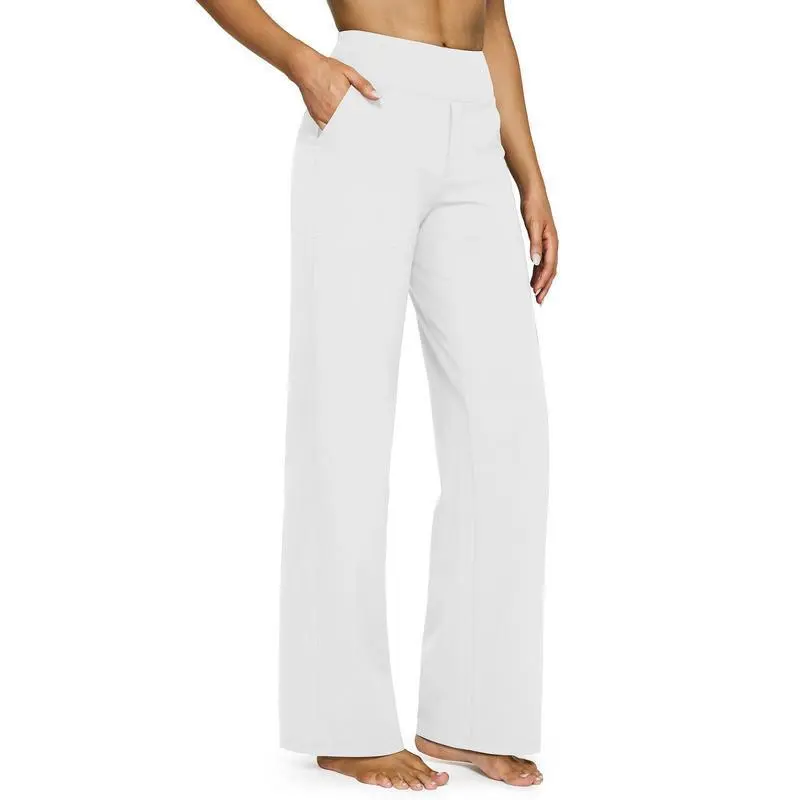 Loose High-Waist Business Casual Pants with Pockets- Perfect for yoga and casual outings