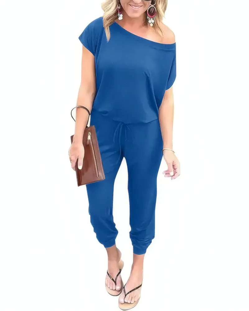 Off Shoulder Belted Jumpsuit
