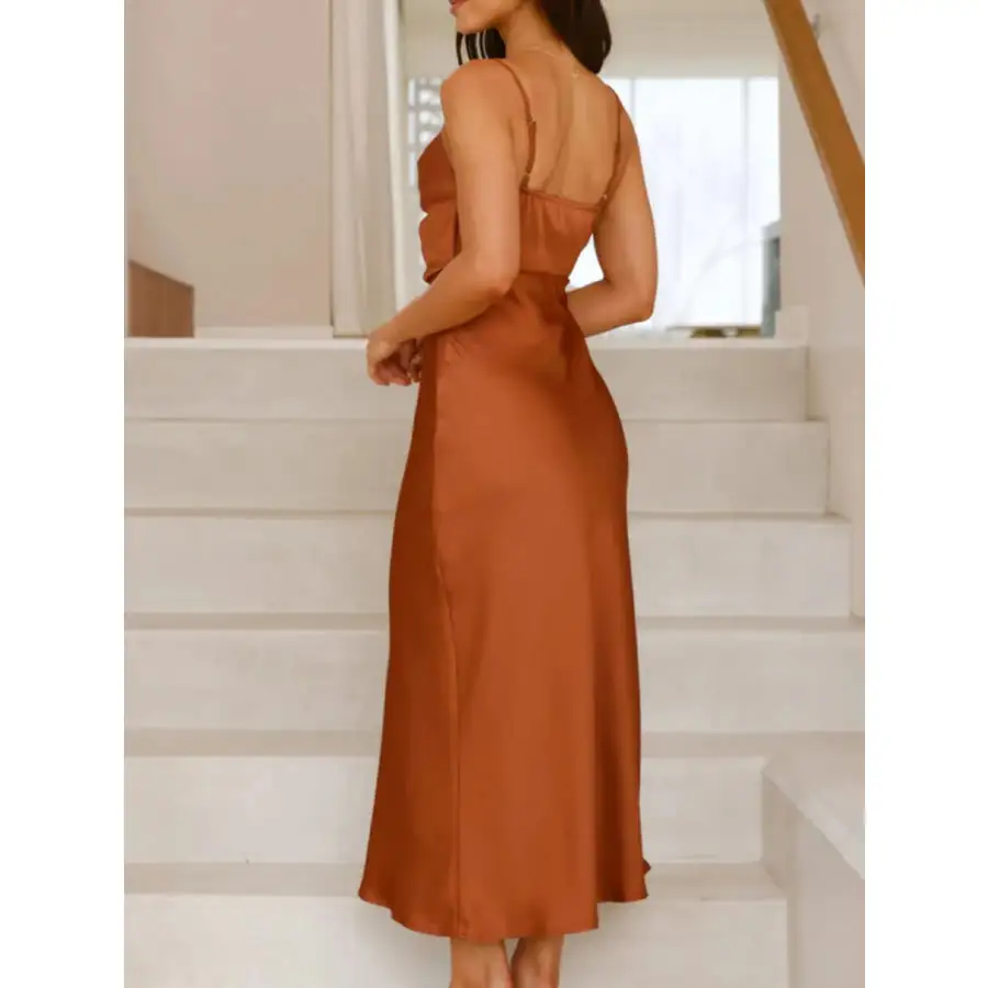 Satin Asymmetrical Midi Dress