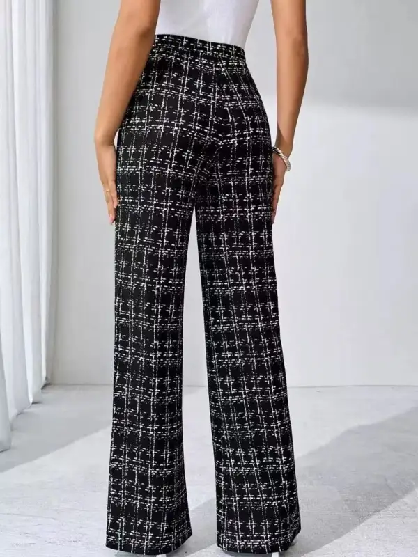 Wide Leg Plaid Casual Versatile Pants