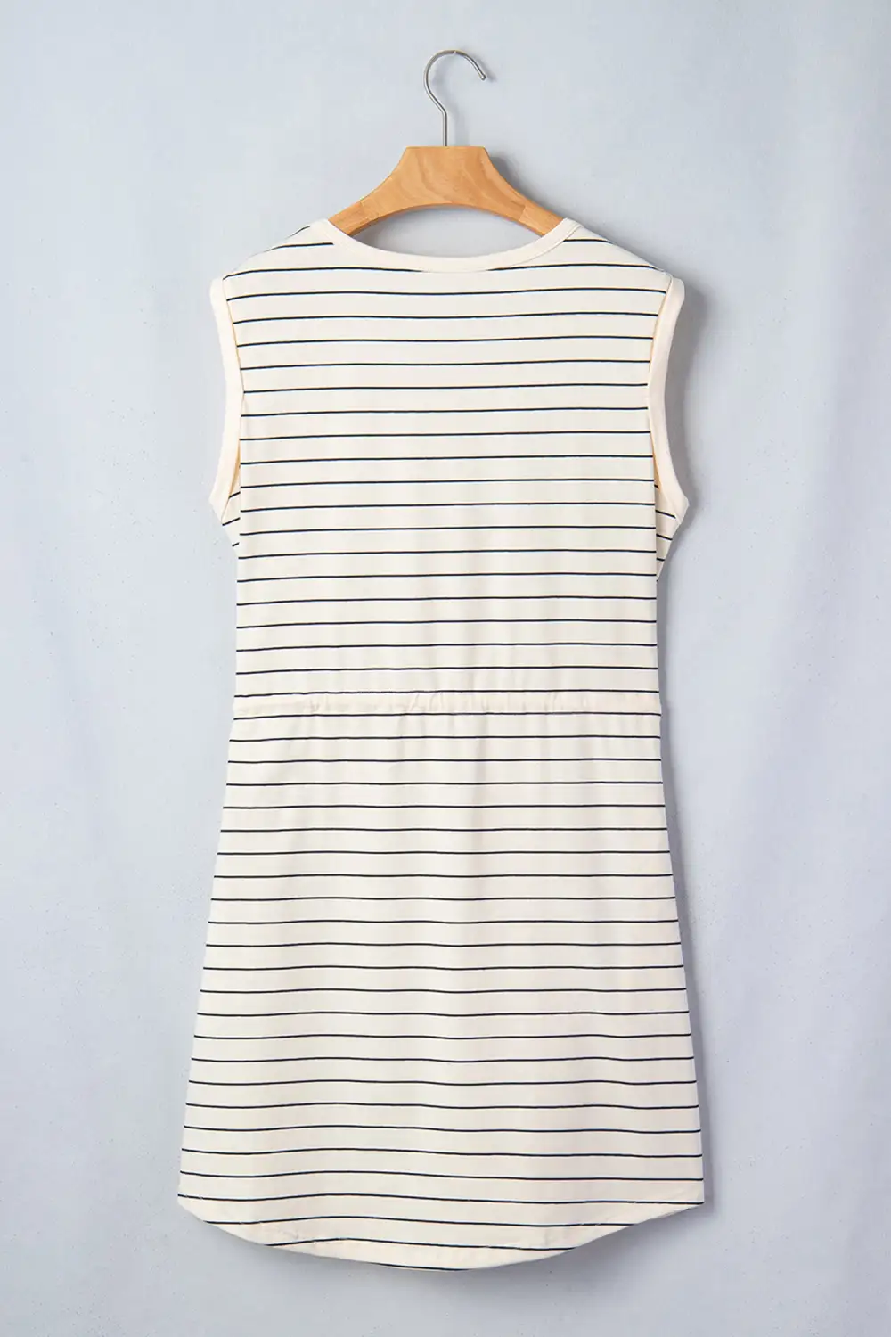 Striped Drawstring Pocketed Mini Dress