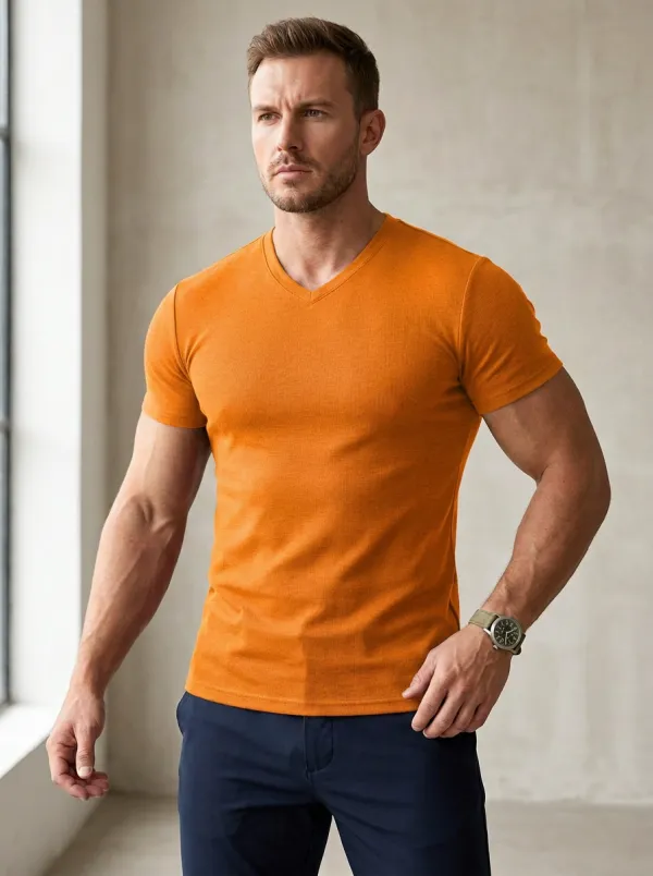 Men's Casual V-Neck Slim Fit T-Shirt