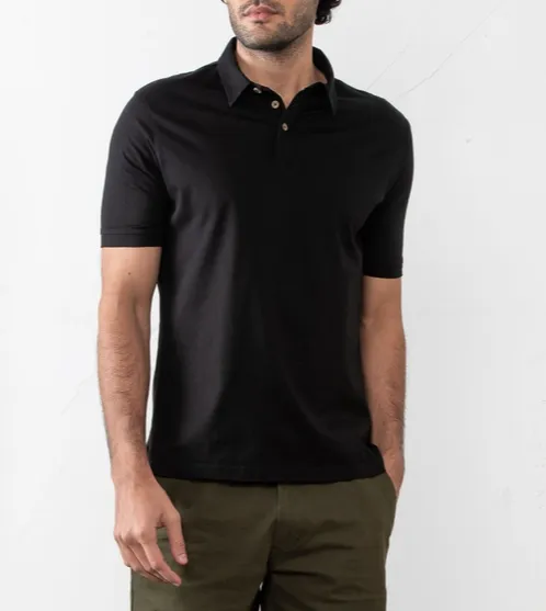 Black Cotton Jersey Polo Shirt