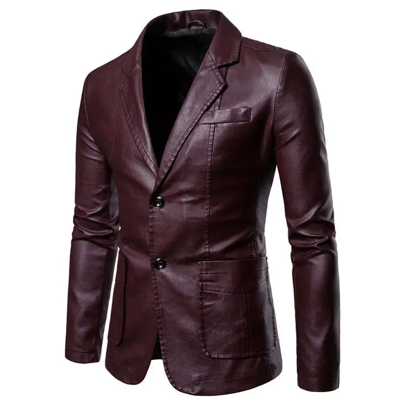 Slim Fit Leather-Look Blazer