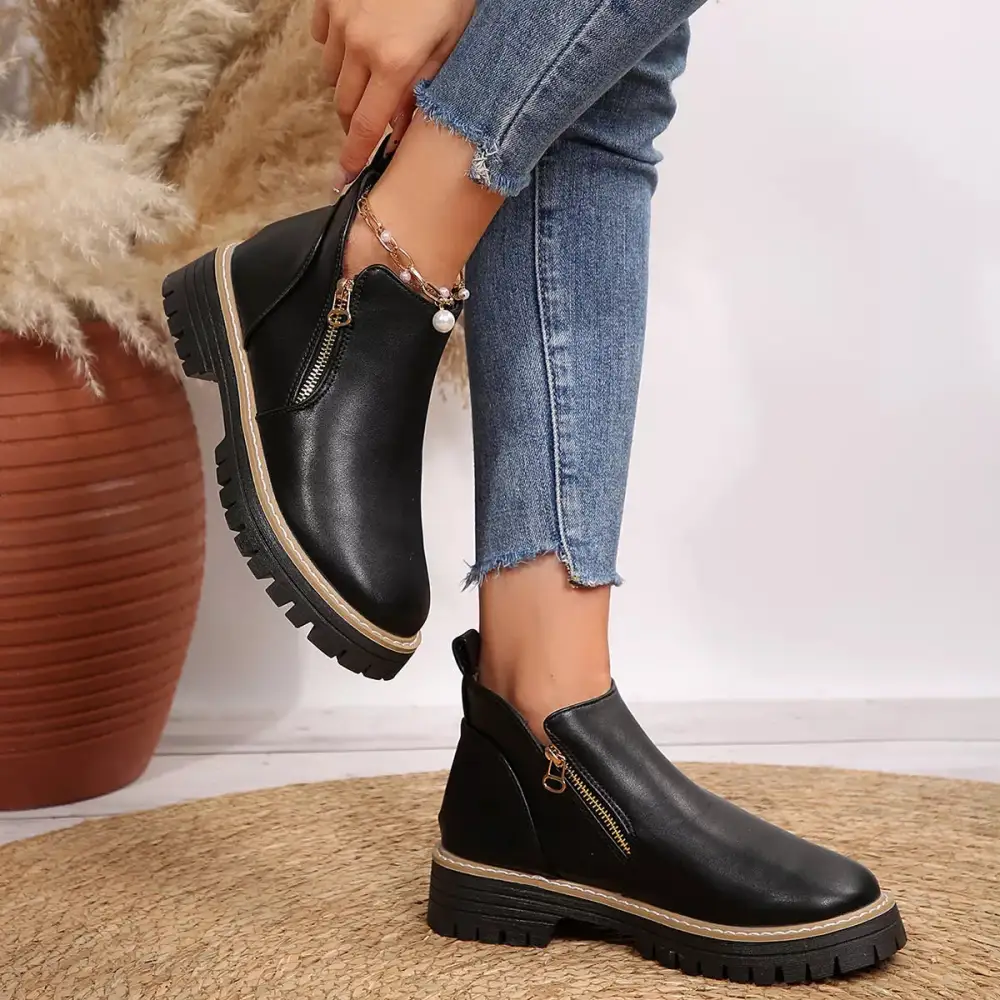 Refined Ankle Boots with Zipper Detail