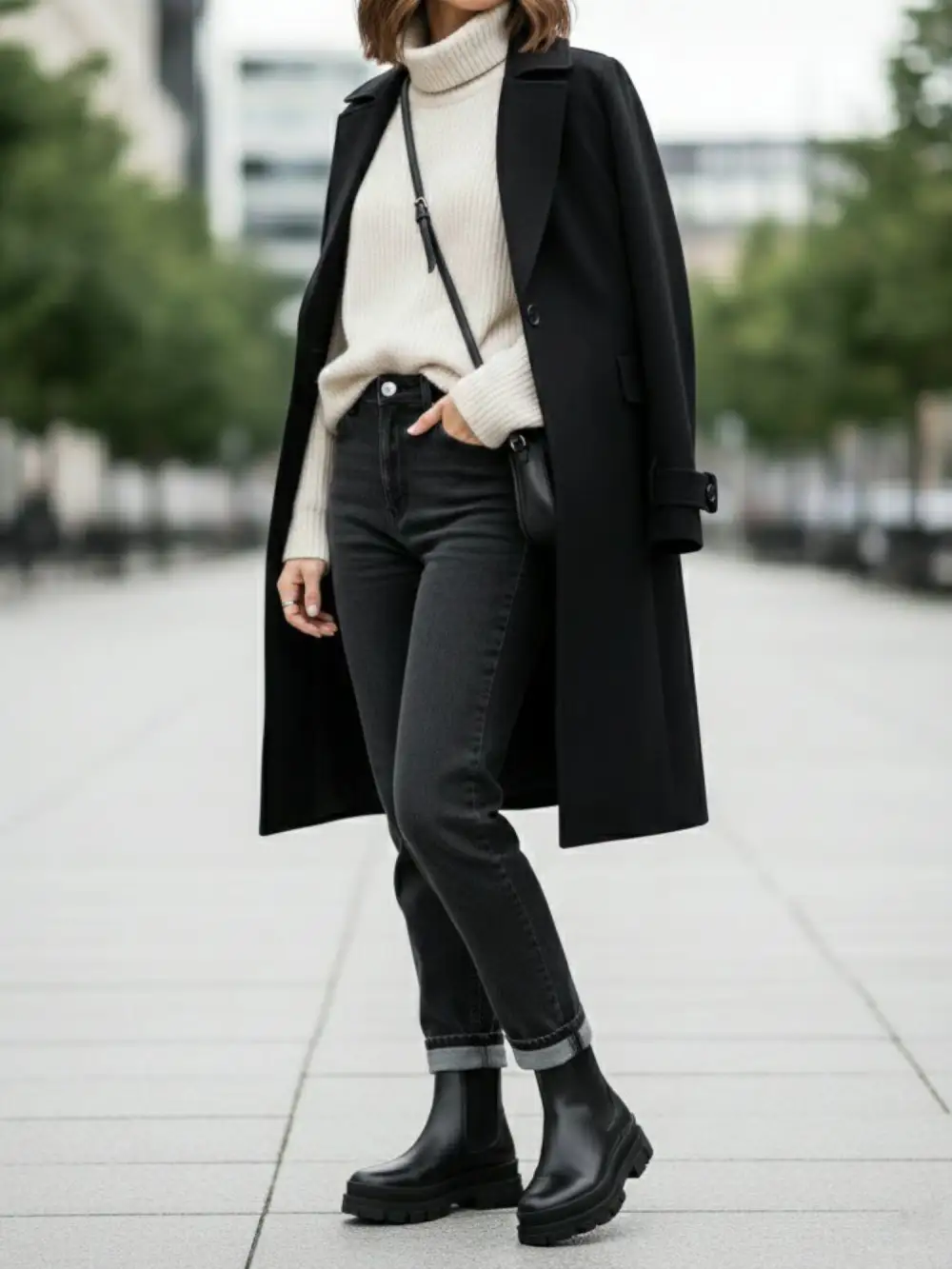 Women's Track Sole Vegan Leather Chelsea Boots