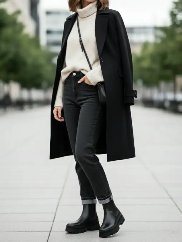 Women's Track Sole Vegan Leather Chelsea Boots