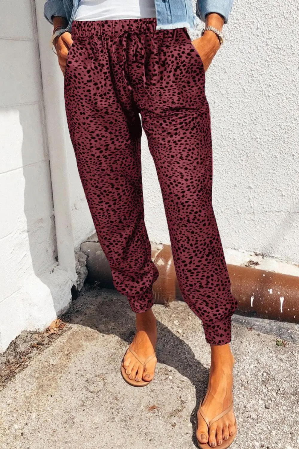 Pocketed Leopard-Print Jogger Pants
