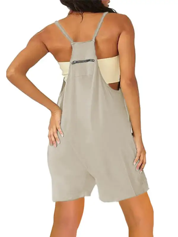 Zipper Pocket Spaghetti Straps Jumpsuit Overall Accessory