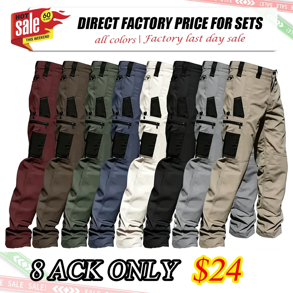 🔥8-Pack Only $24(All colors)🔥Men's 8-Pack Unisex 10-Pocket Heavy Duty zipper waterproof tactical Work Pants