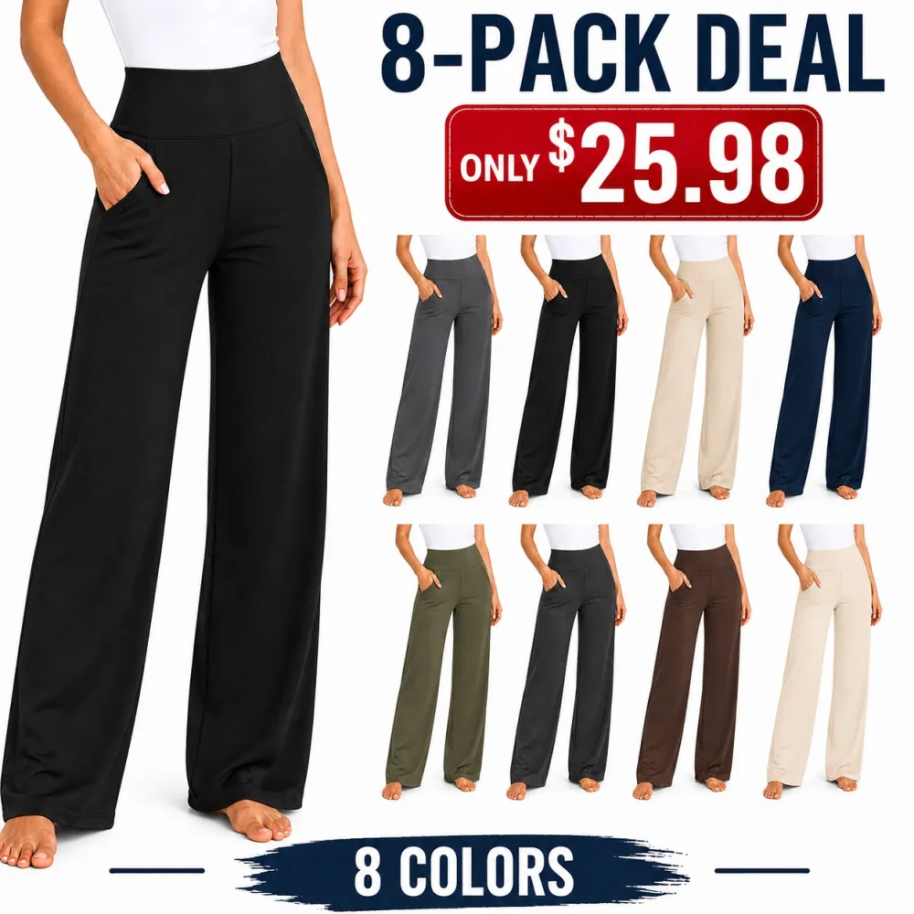 Women's High-Waist Wide-Leg Yoga Pants With Pockets
