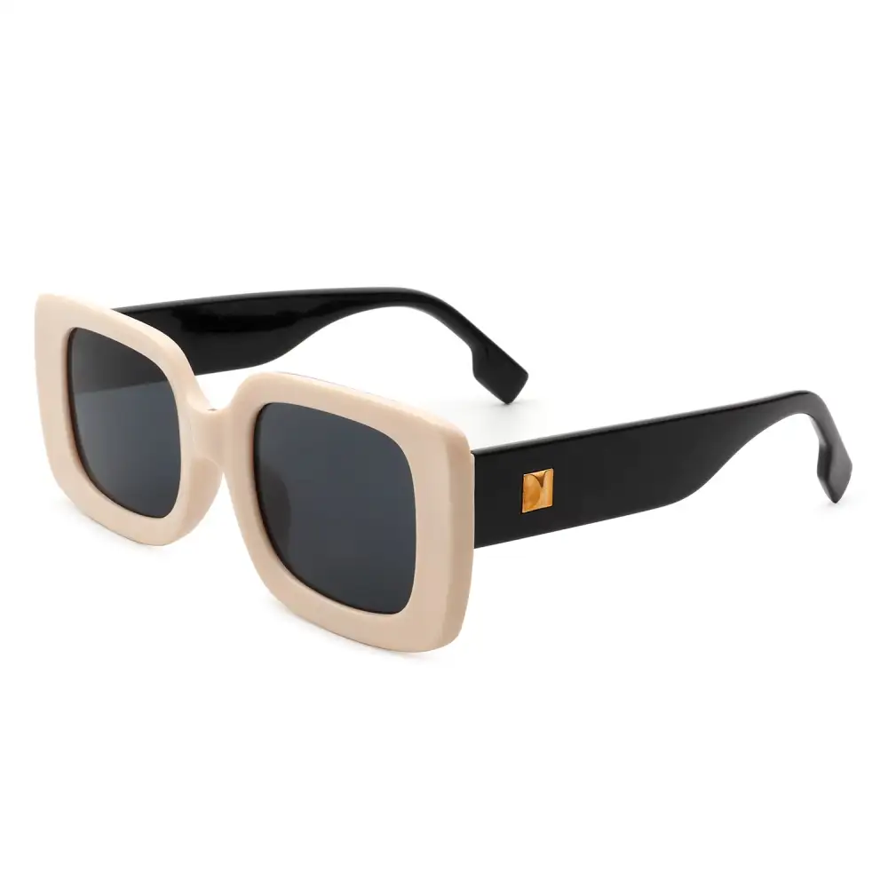 Glossy Square Flat Top Frame Sunglasses