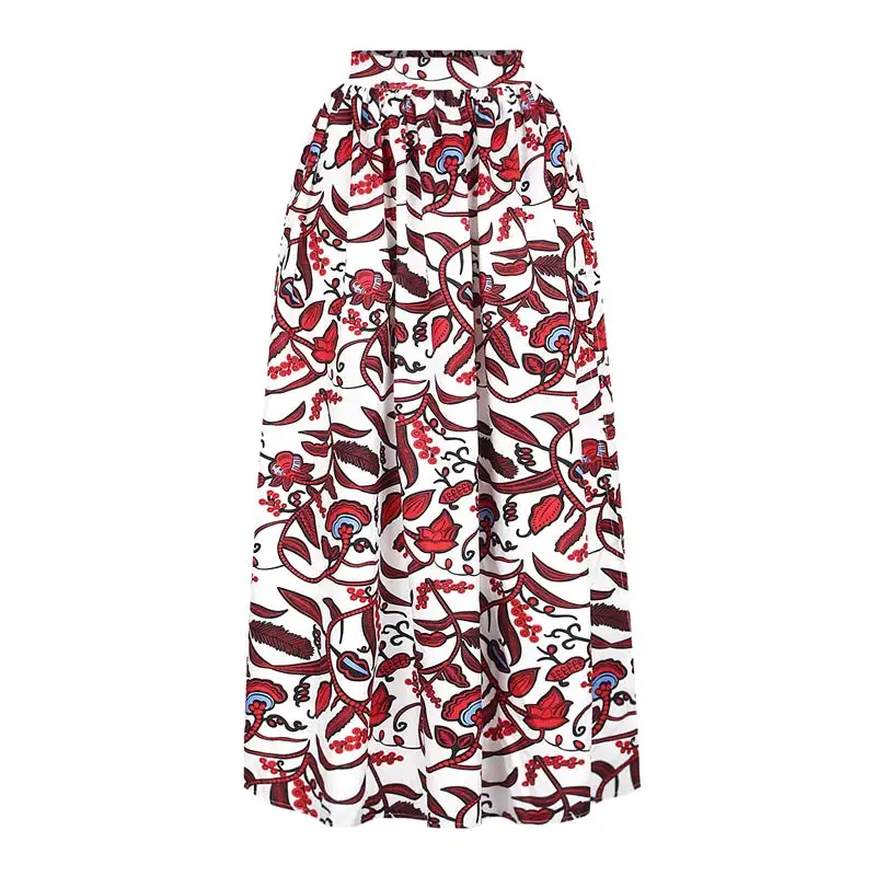 African Clothing National Print Piece Set Slash-Neck Long Sleeve Tops High Slit Maxi Skirt Summer Casual Suit