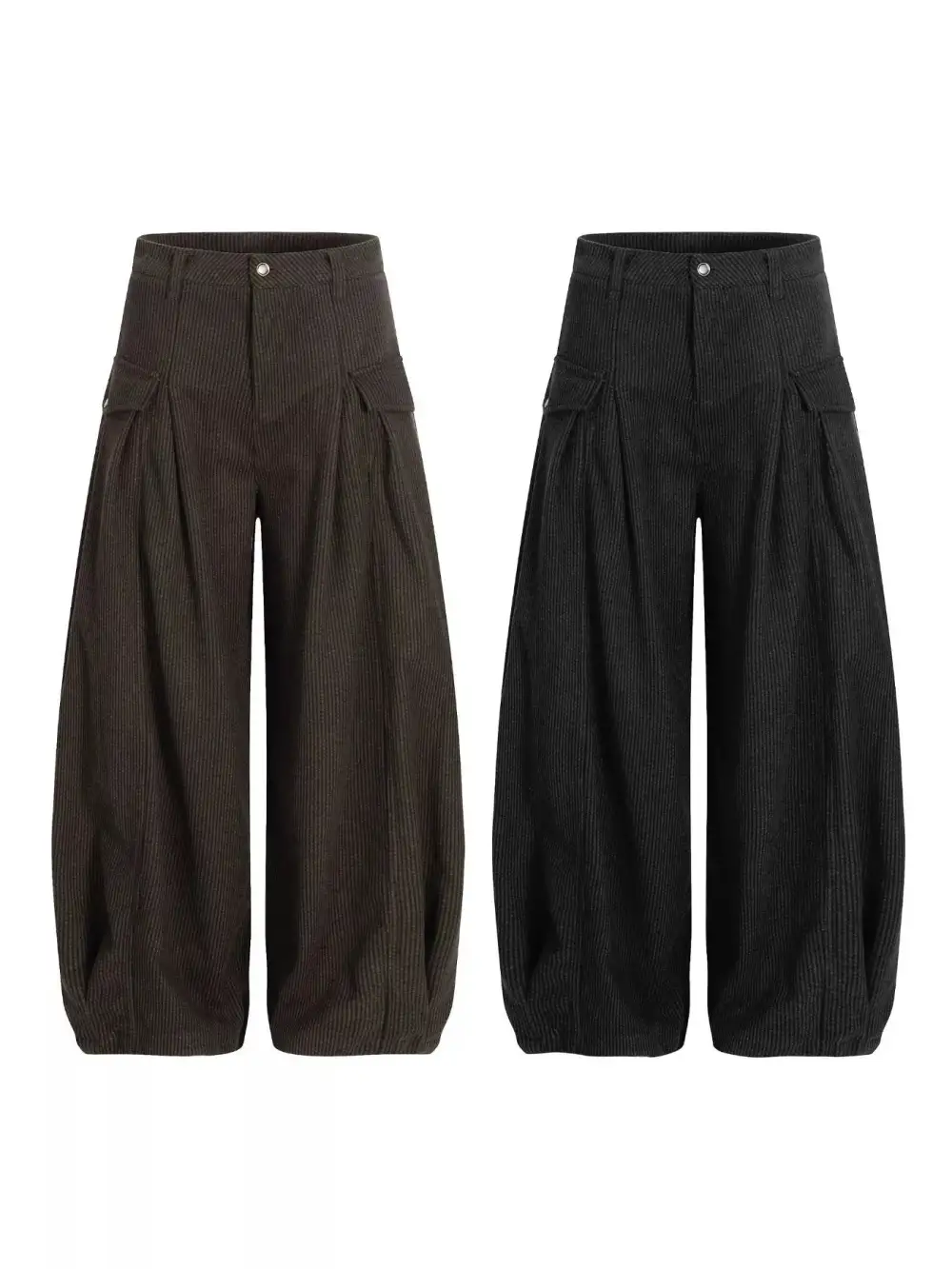 Textured Men's Wide Leg Pleated Pants