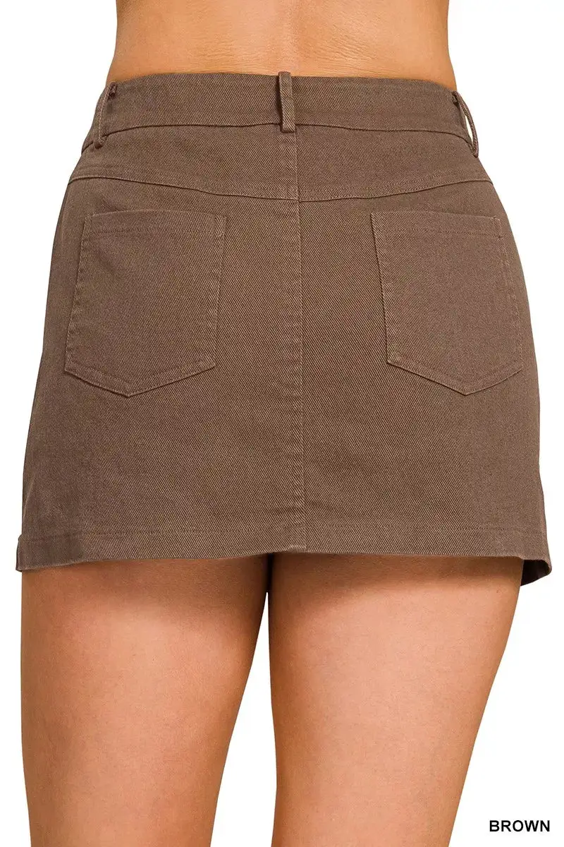 Cotton Twill Lined Mini Skirts