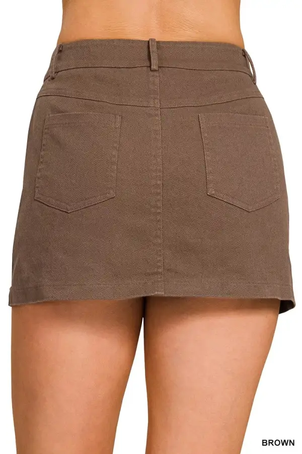 Cotton Twill Lined Mini Skirts
