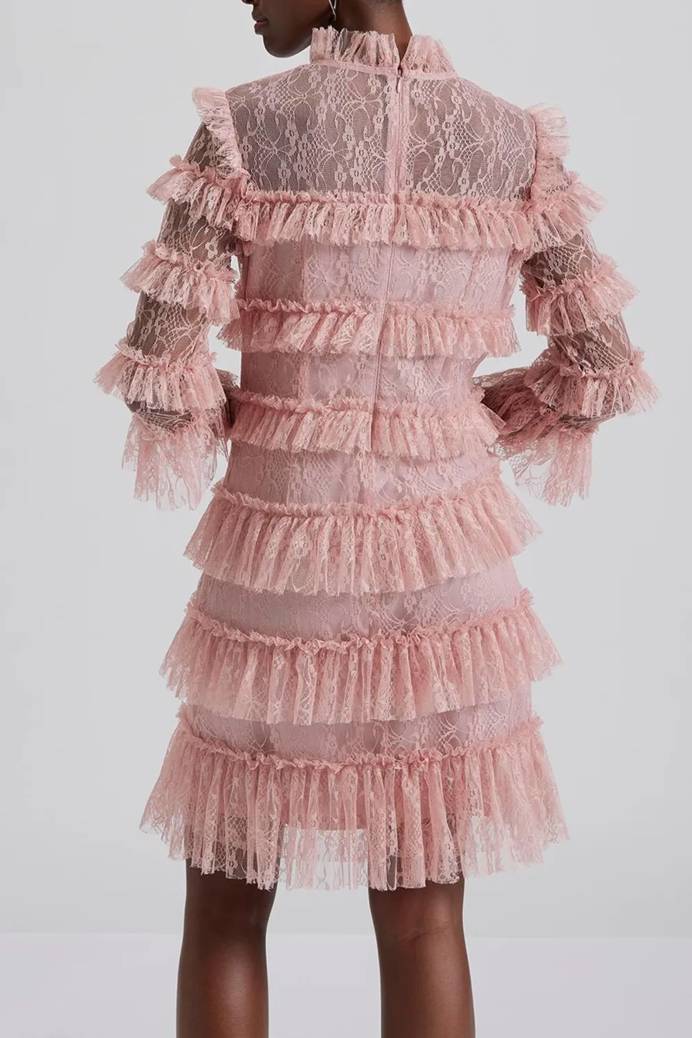 Tiered Fringe Lace Mini Dress