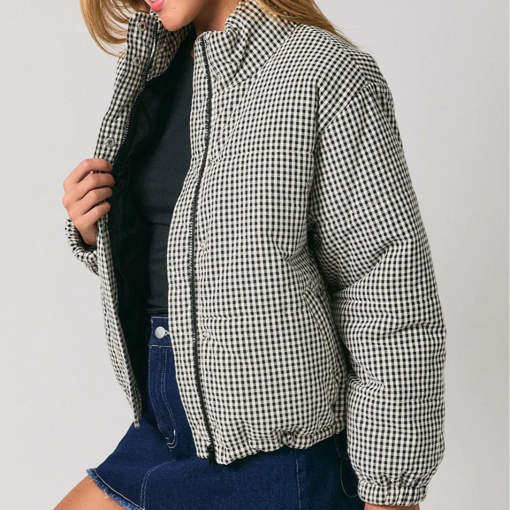 Gingham Puffer Jacket