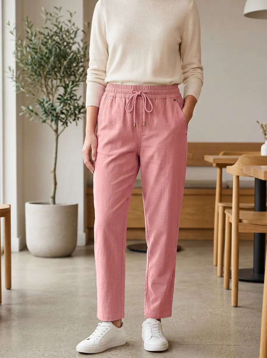 Women's Comfort Inspired Casual Adjustable Drawstring Waist Pants