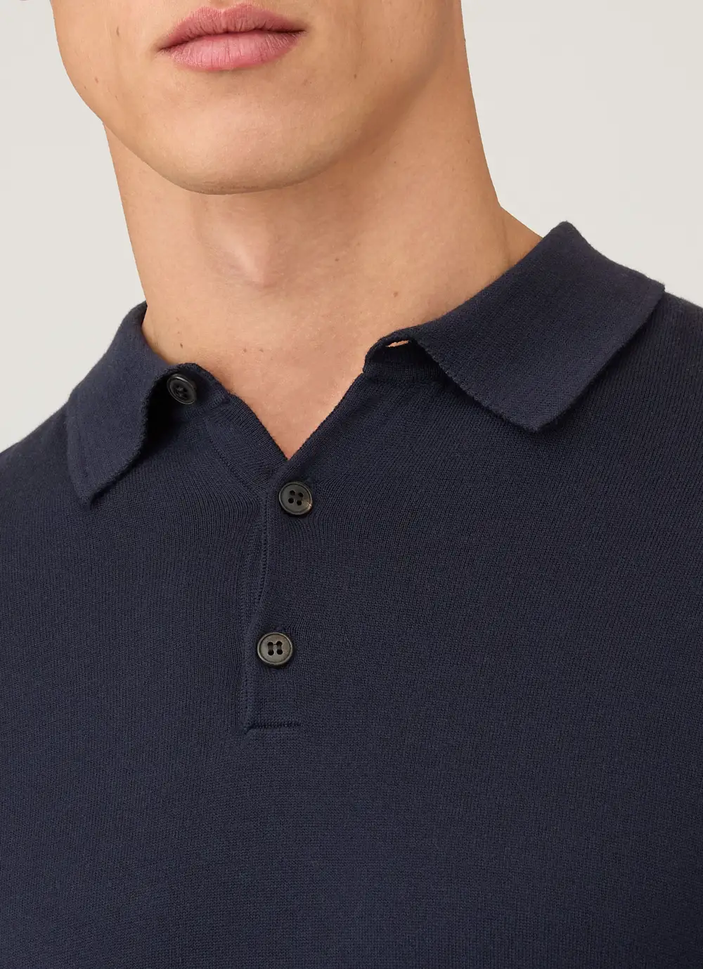 Polished Everyday Slim Fit Sea Island Cotton Knit Long Sleeve Polo Shirt