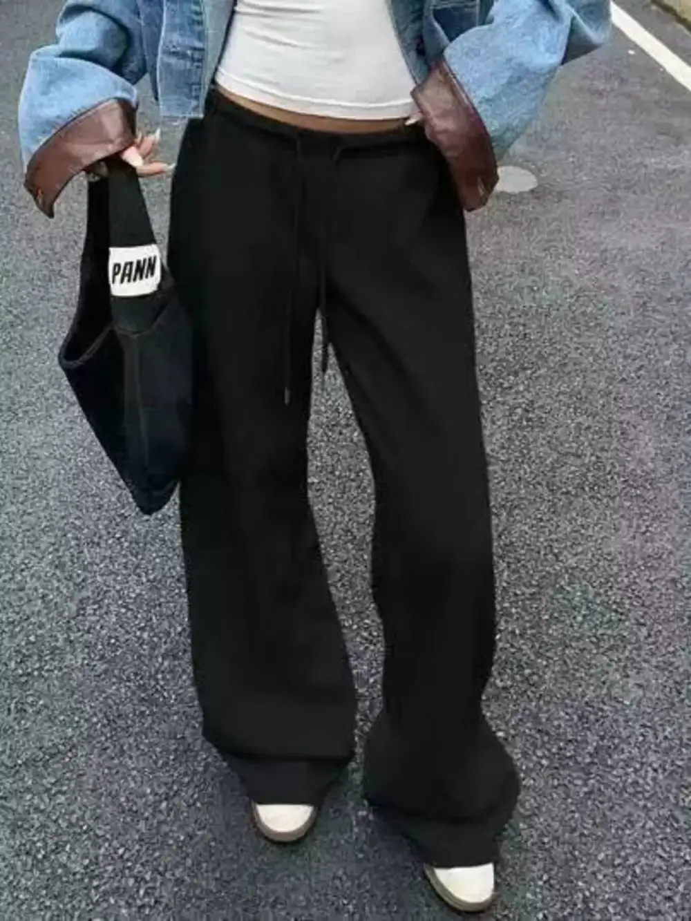 Wide-Leg Drawstring Pocketed Sweatpants