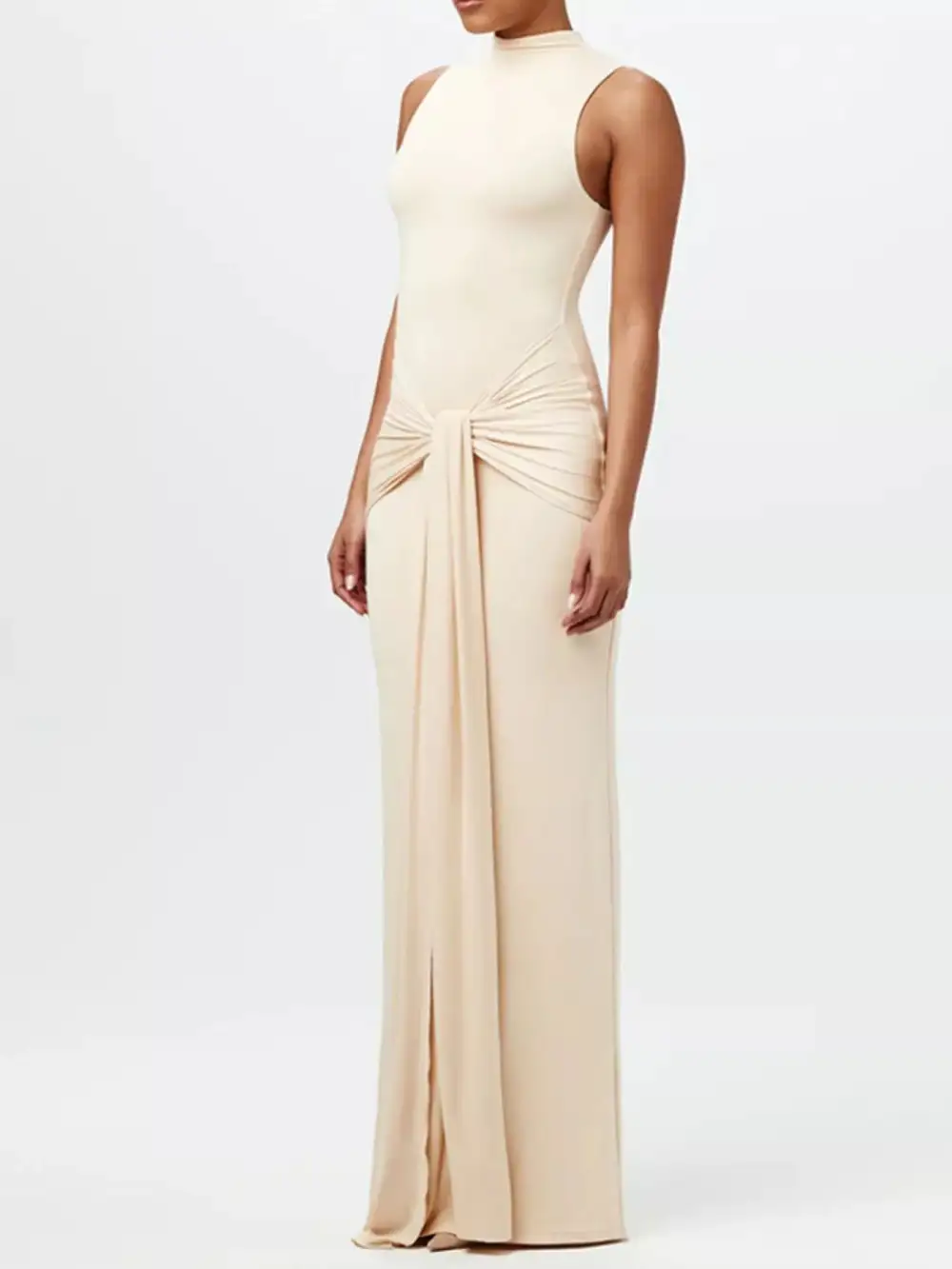 Mock Neck Sleeveless Maxi Dress