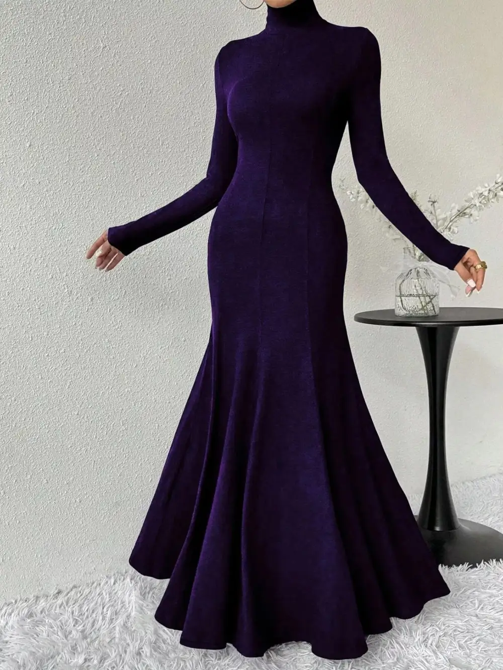 Polished Detail Long Sleeve Maxi Dress