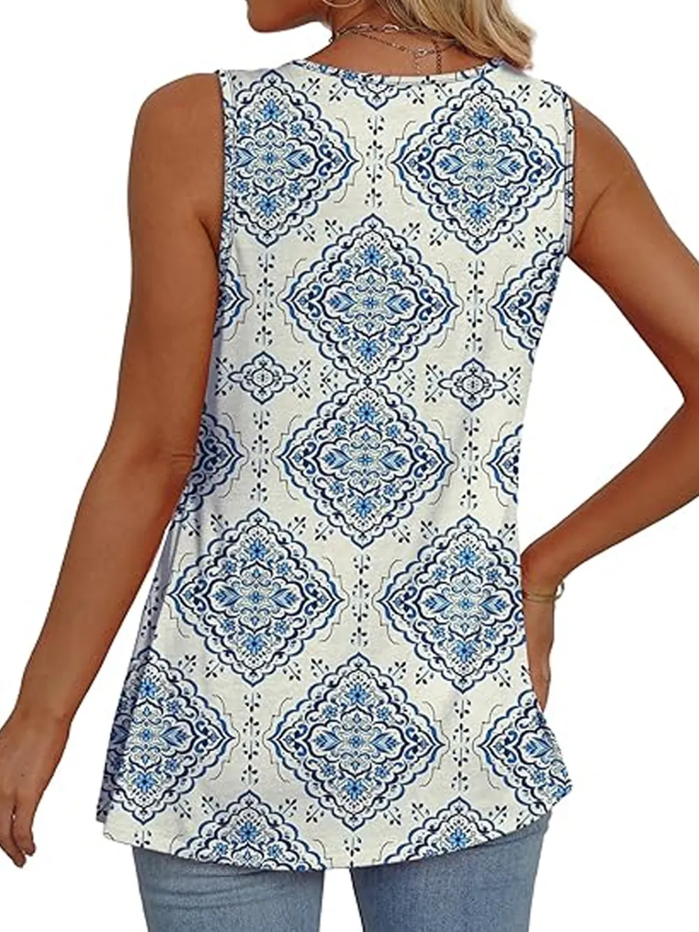 Womens Tank Tops 2025 Flowy Peplum Tops For Women Dressy Sleeveless V Neck Babydoll Tank Tops