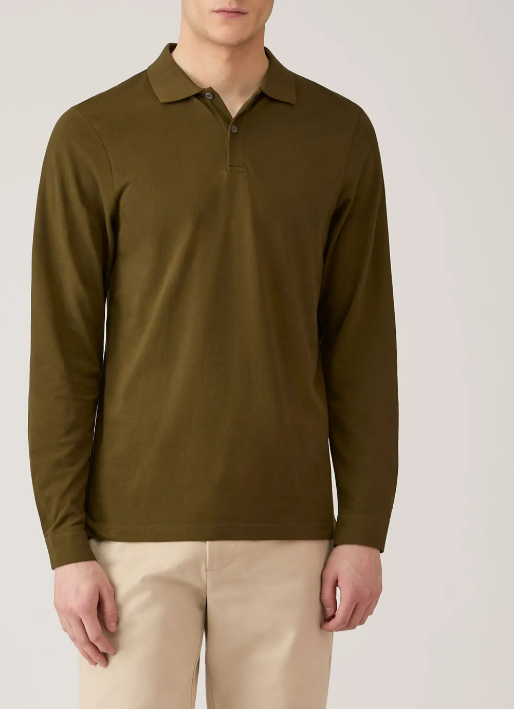 Clean Everyday Slim Fit Cotton Pique Long Sleeve Polo Shirt