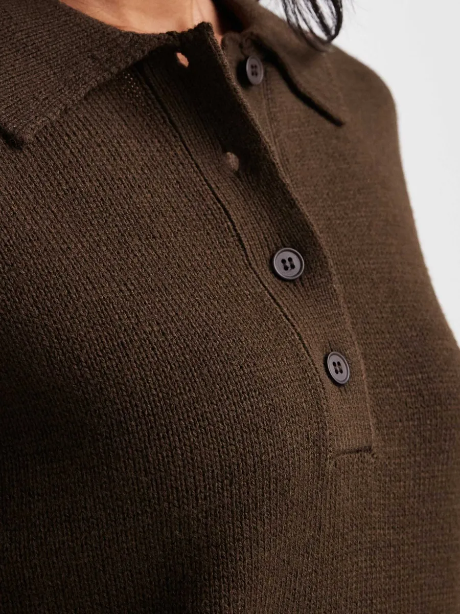 Collared Button-Knit Sweater