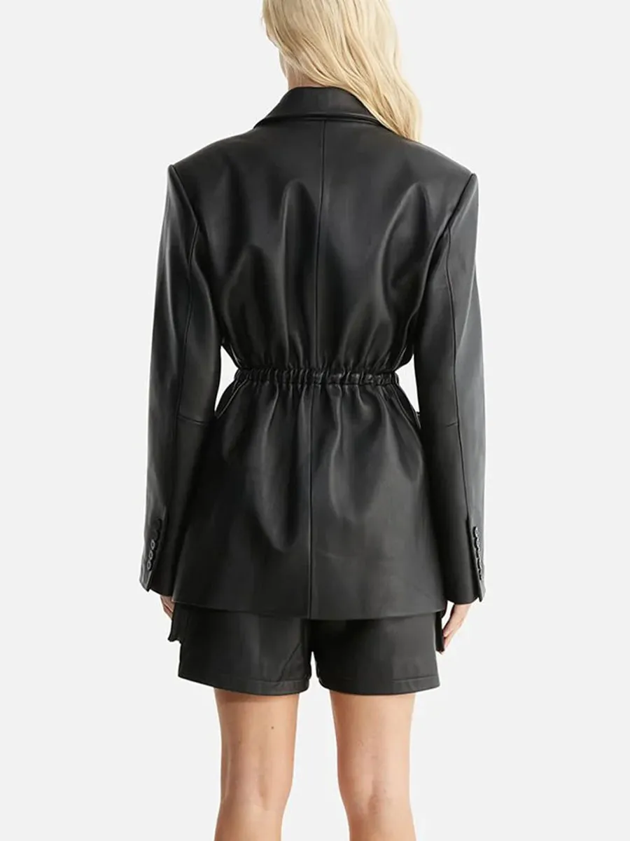 LEATHER LAPEL BLAZER
