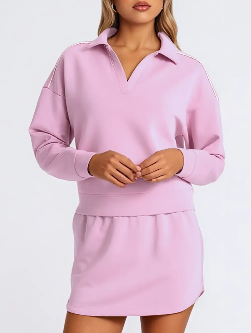 Sport Collar Top Skirt Set