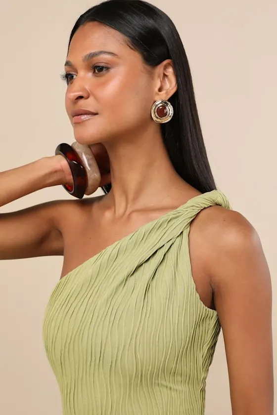 Aristea White Textured One-Shoulder Midi Dress