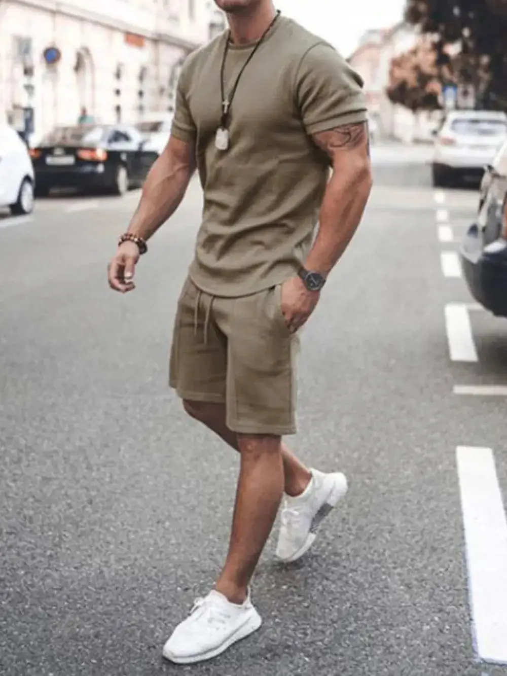 Layered Cotton Blend Casual Shorts