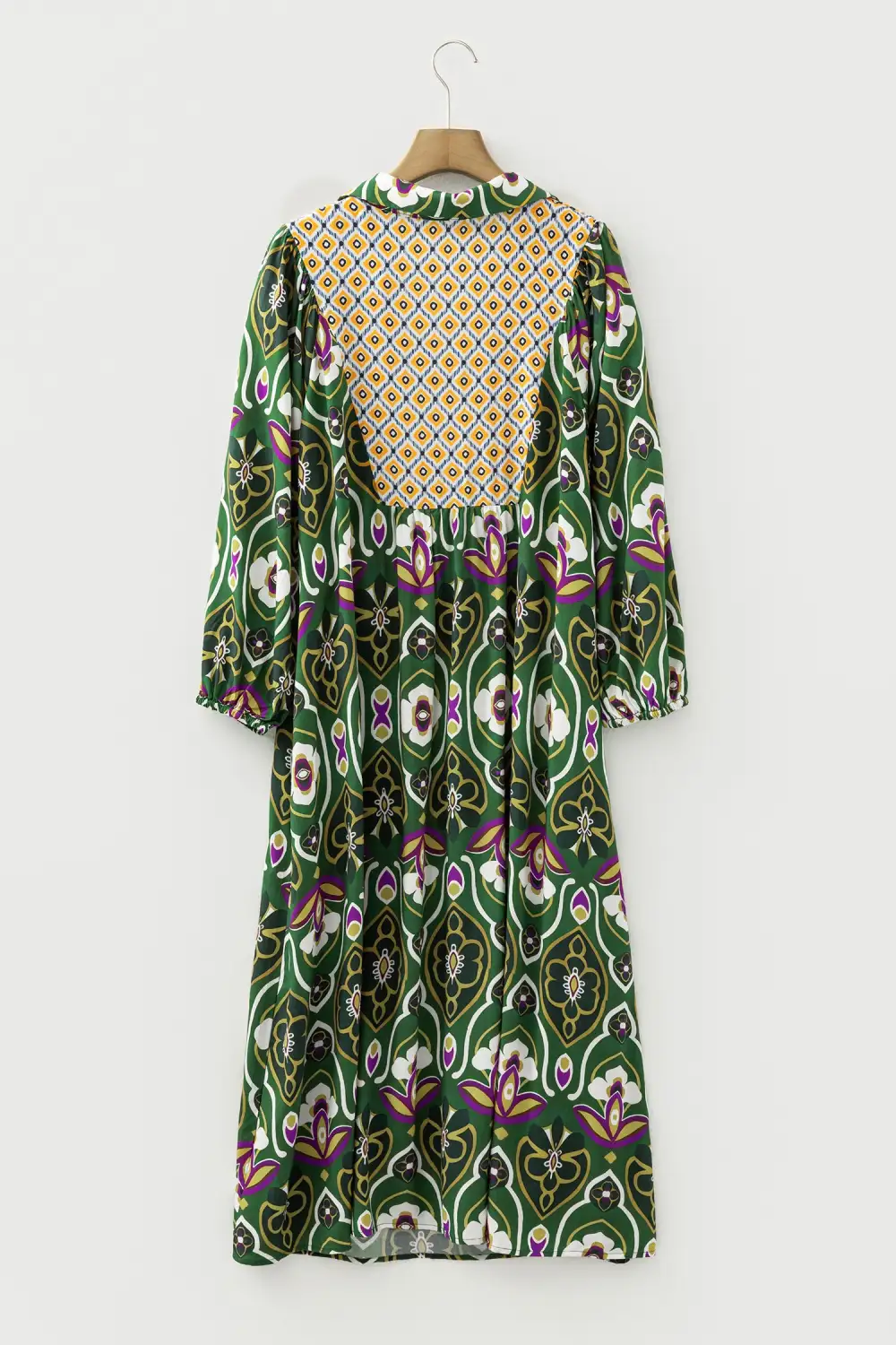 Floral Patchwork V Neck Maxi Dress