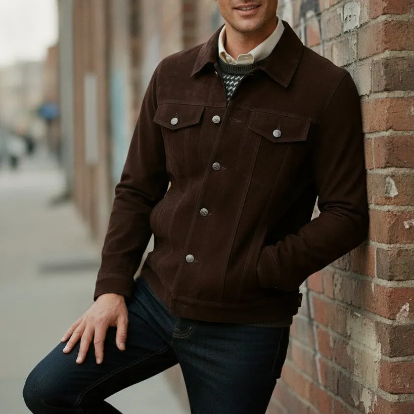 Modern Suede Trucker Western Jacket