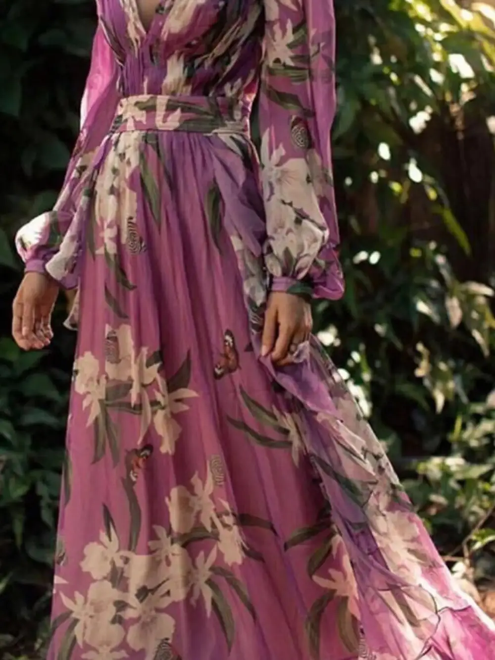 Long Sleeve Floral Printed Maxi Dress