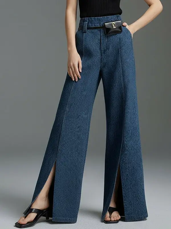 Minimal Wide Leg Beltless Jeans