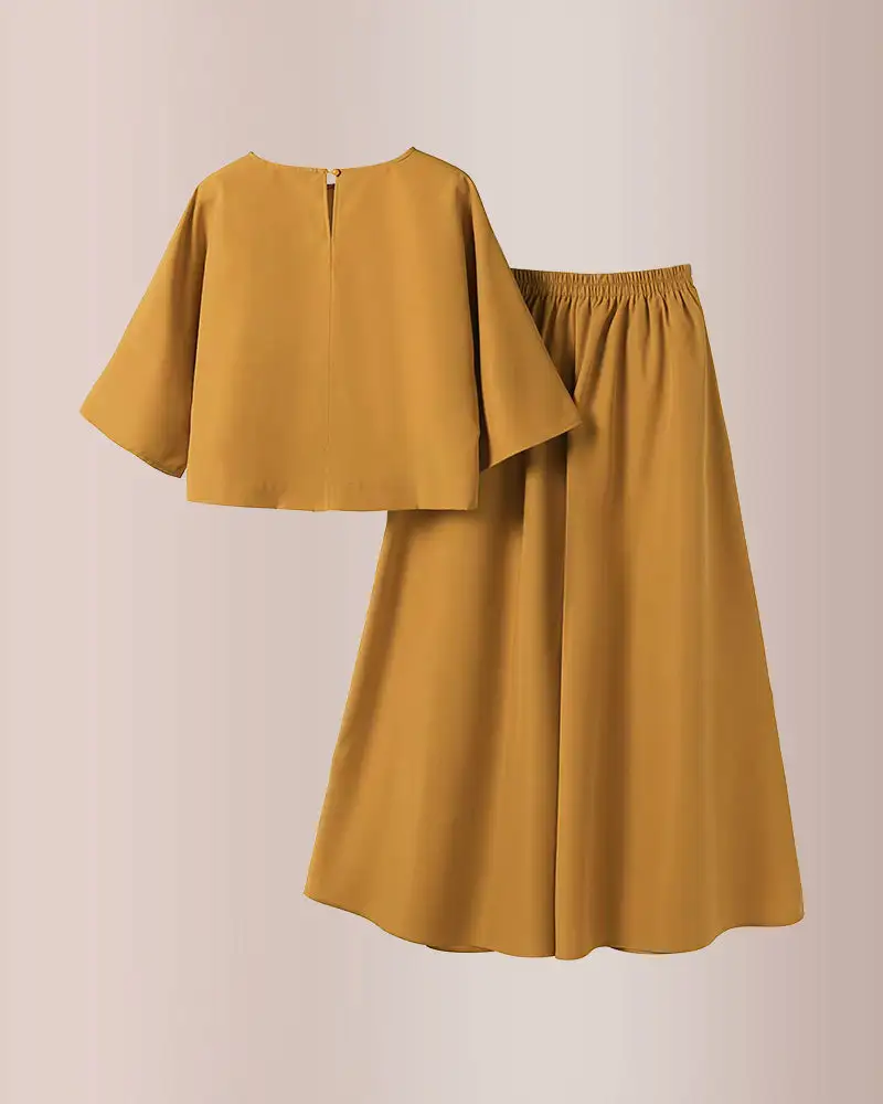 Effortless Drape Two-Piece Wide Leg Lounge Set