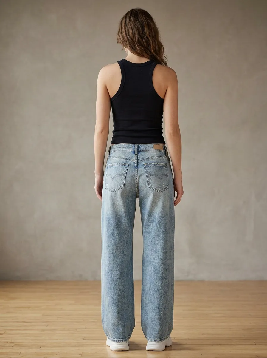 Women's Casual Style Distressed Light Wash Printed Jeans