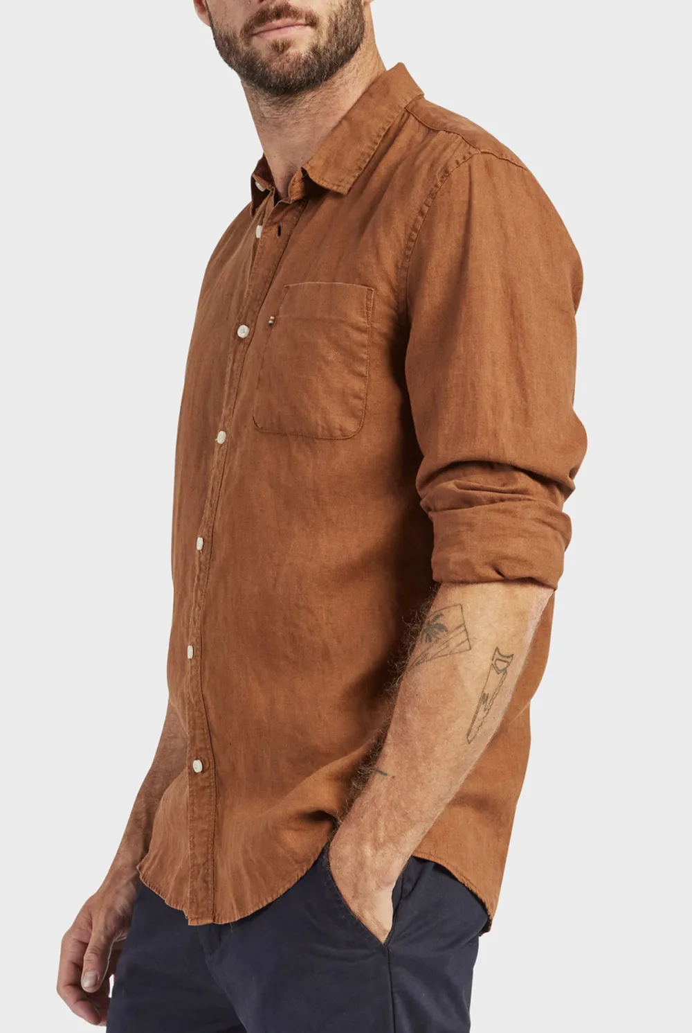 Hampton Linen Shirt-Ash grey