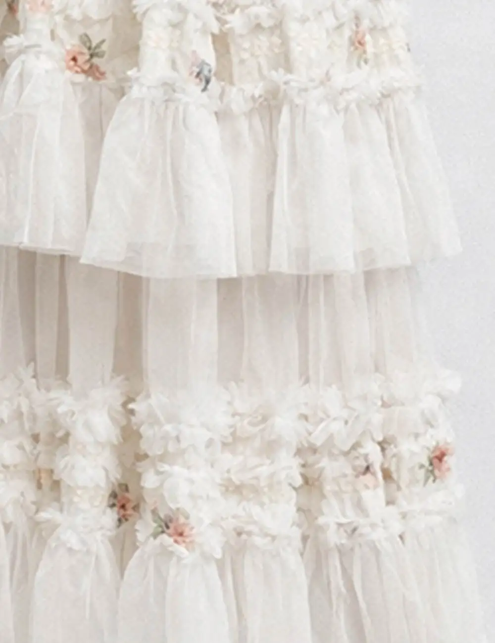 Tiered Ruffle Mesh Maxi Skirt